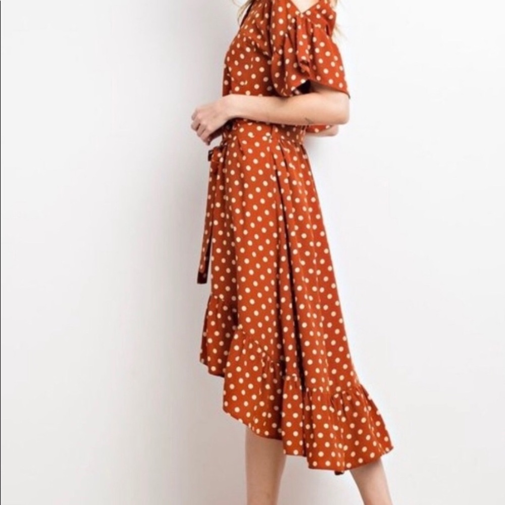 Polka Dot Midi Wrap Dress - Picture 4 of 5
